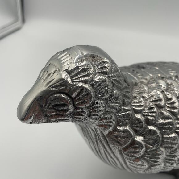 Metal Pheasant Figure Sculpture Silver Plate Pewter Are Decor MCM 18" - Picture 3 of 10